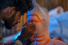 Making statue of goddess for Dashain festival in Kathmandu